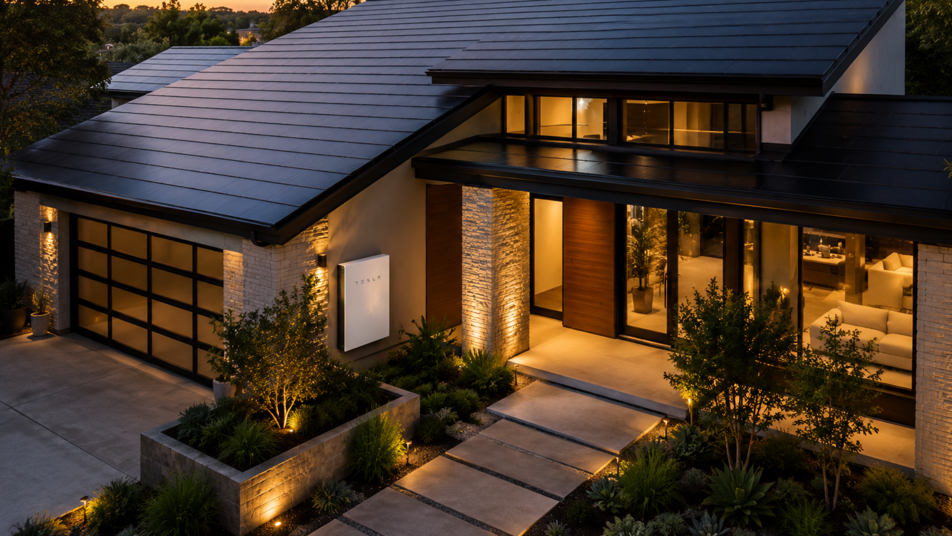 Modern luxury carport with vehicles